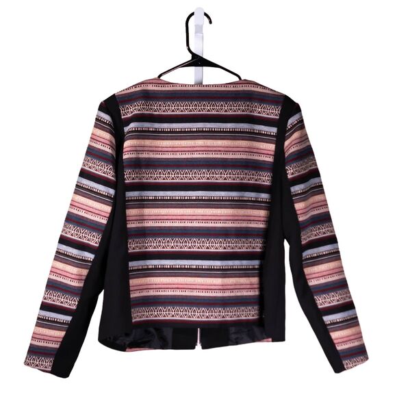 H&M Womens Jacket Striped Navajo Aztec Full Zip Stretch Boho Long Sleeve Size 16 - Picture 2 of 9
